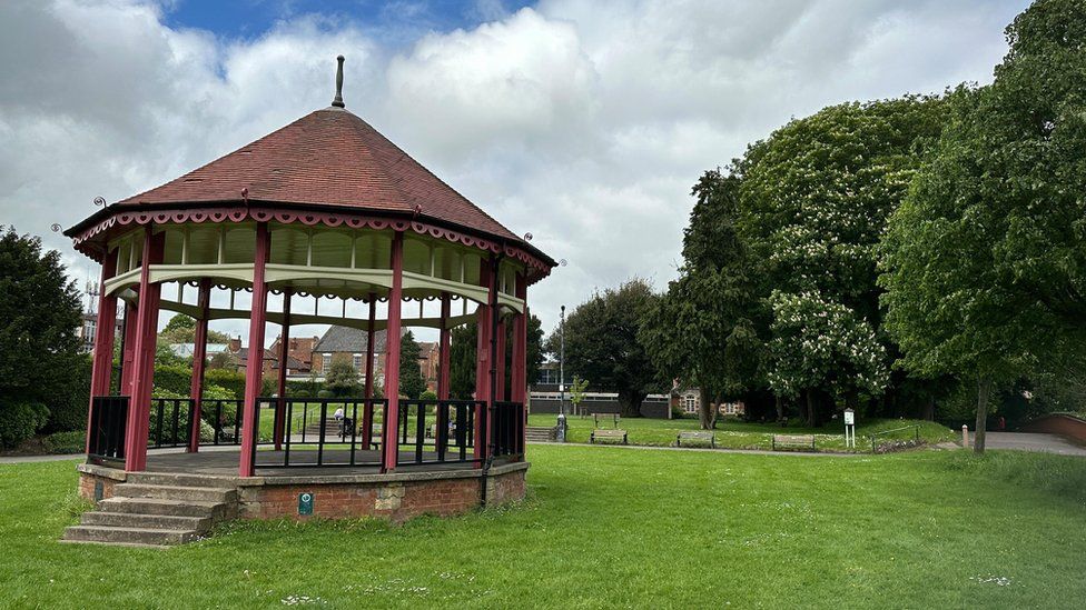 a bandstand in a park
