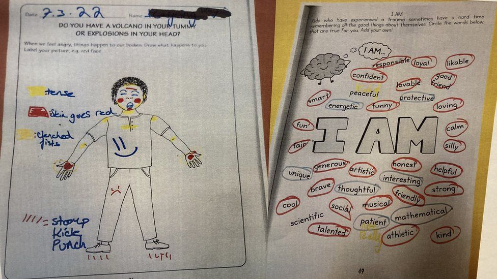 Two therapeutic worksheets for children talking about emotions and self-esteem