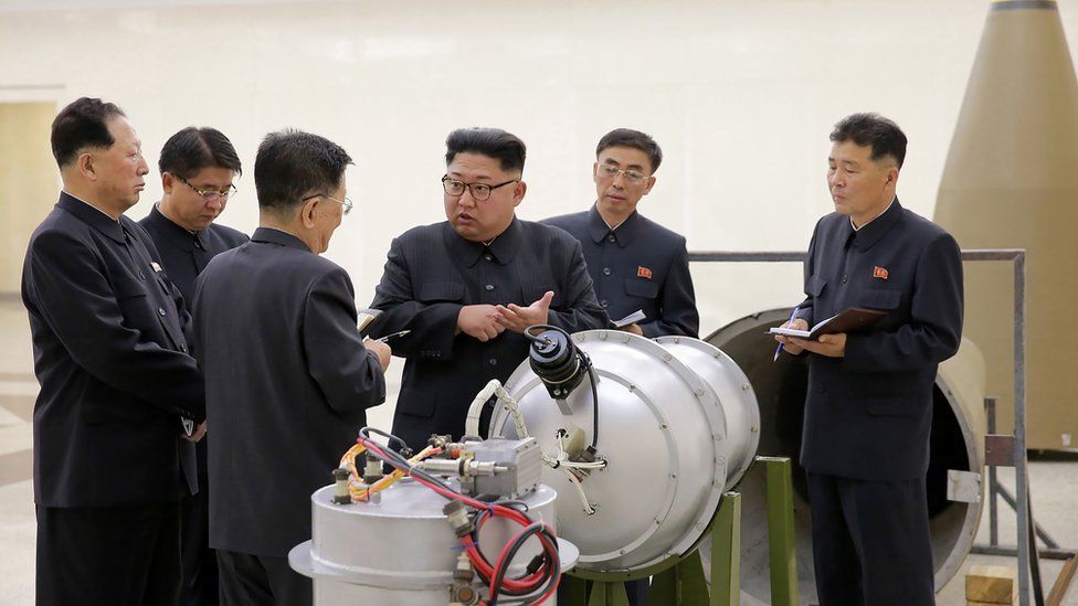 Kim Jong-un inspects North Korea's claimed hydrogen bomb in September 2017