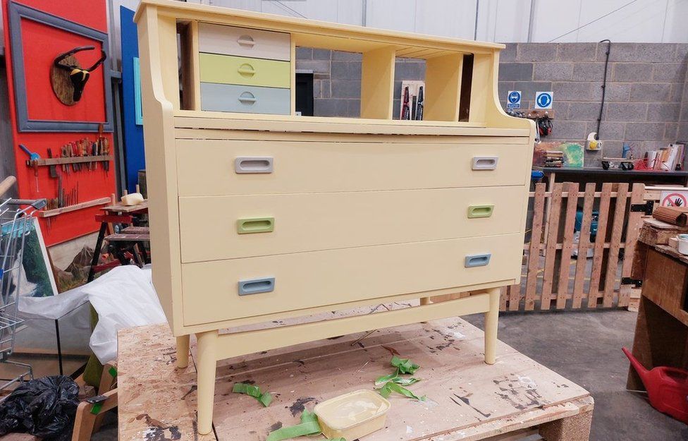 A chest of drawers upcycled