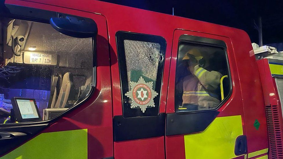 Smashed windows in a fire appliance