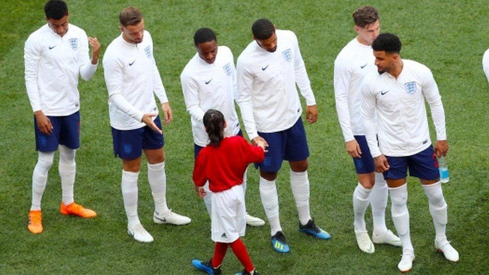 Alysia shook hands with the England players ahead of the match