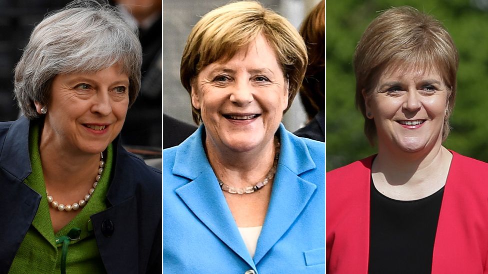 Theresa May, Angela Merkel and Nicola Sturgeon