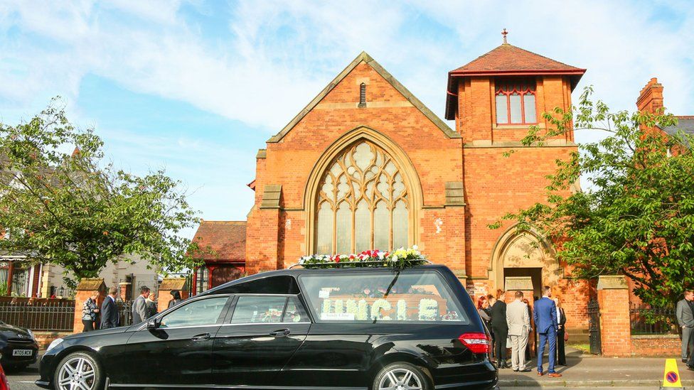 The funeral was held at the Moravian Church on the Oldpark Road in north Belfast