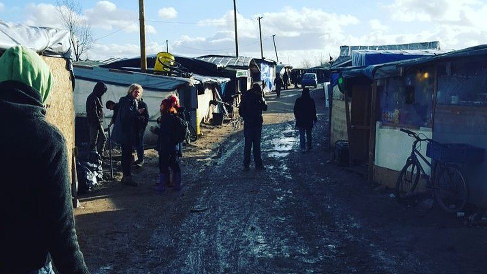 One of the streets in the Calais 'jungle'