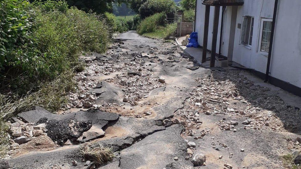 Image of damage to road