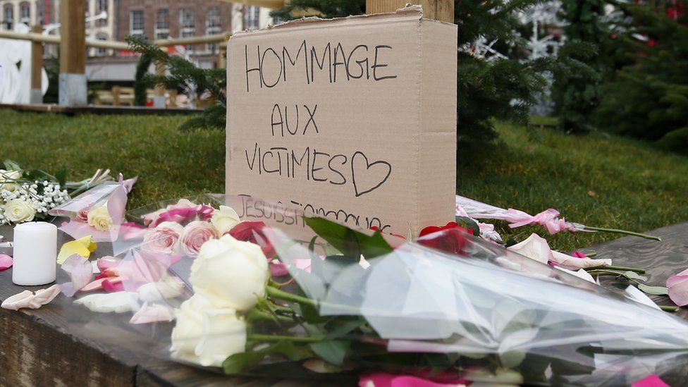 makeshift memorial in Strasbourg
