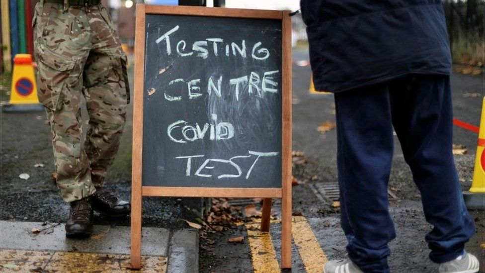Testing centre sign in Liverpool