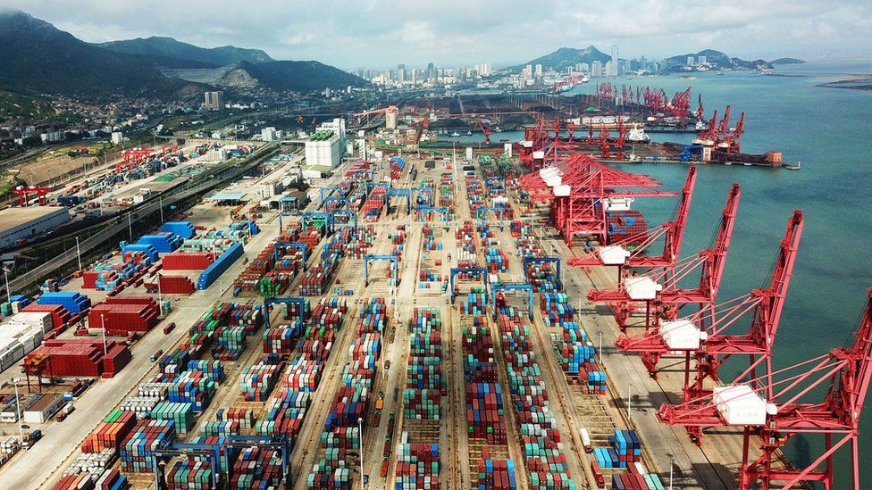 Containers are seen at a port in China in July, 2018
