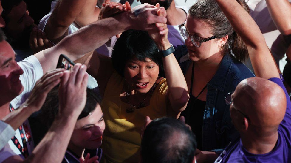 Toronto mayoral elect Olivia Chow delivers her victory speech after winning the special election