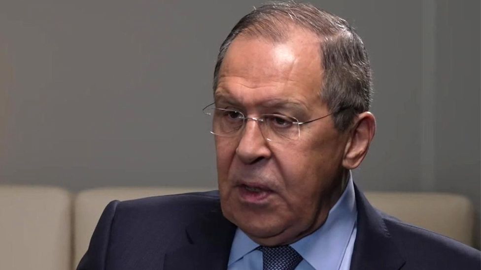 Sergei Lavrov talking to the BBC