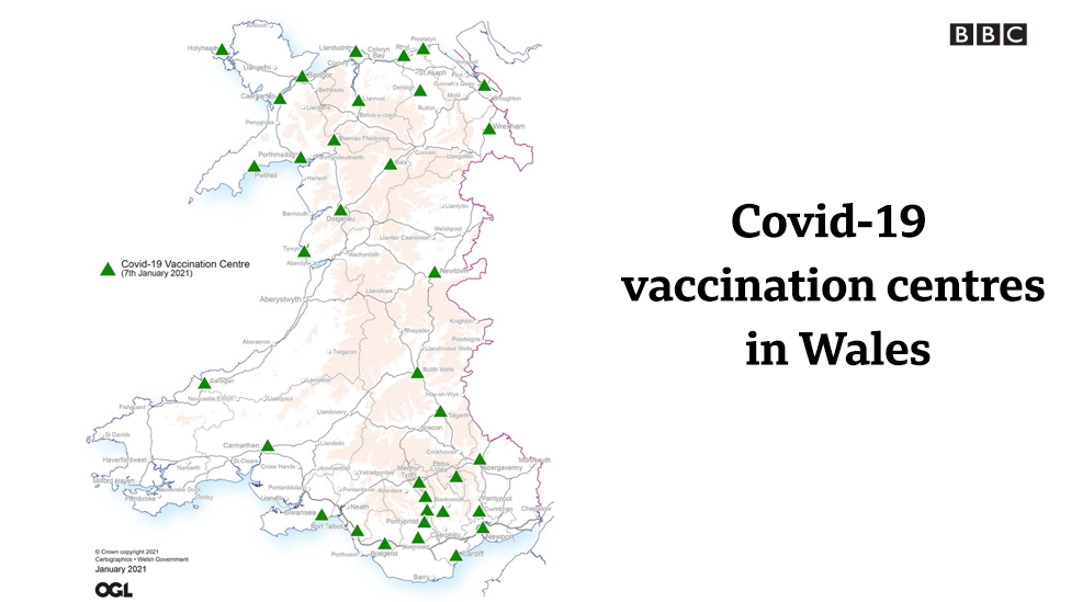 Map showing vaccination centres