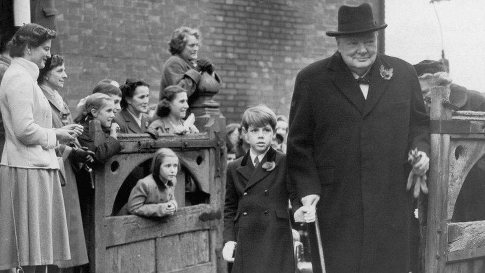 Sir Nicholas Soames with his grandfather Sir Winston Churchill