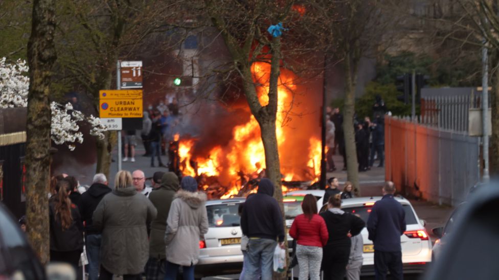 Bus burning in Belfast