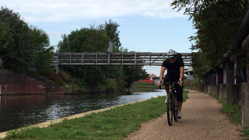 A cyclist on the Bridgewater Canal