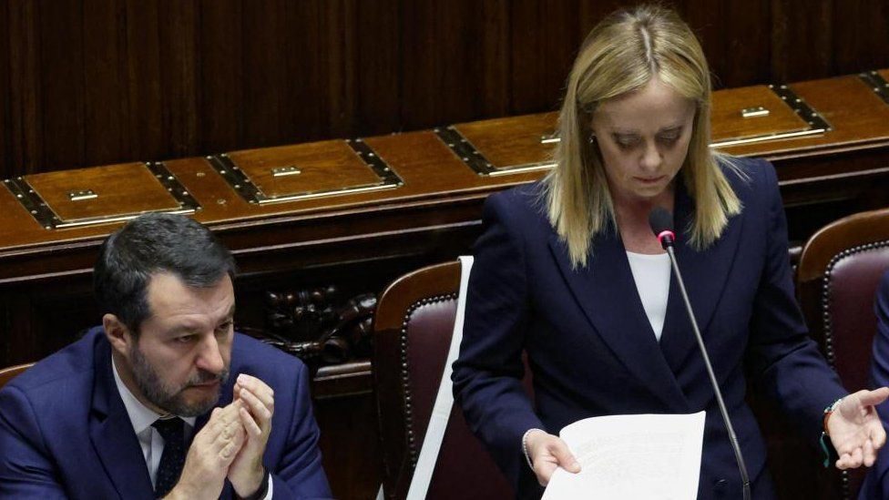 Giorgia Meloni addresses Italy's parliament for the first time as Prime Minister, Rome - 25 Oct 2022
