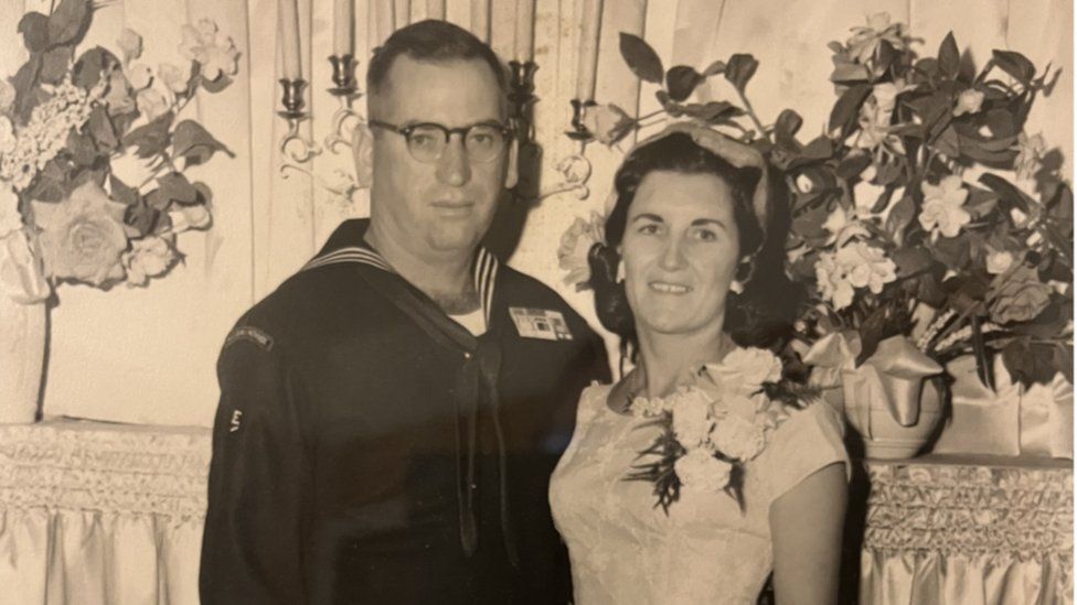 Betty Pierce and her husband Bill on their wedding day in 1958