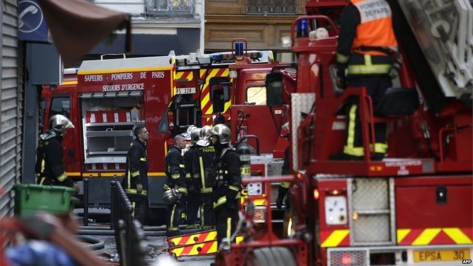 Firefighters at the scene of the blaze in Paris. Photo: 2 September 2015