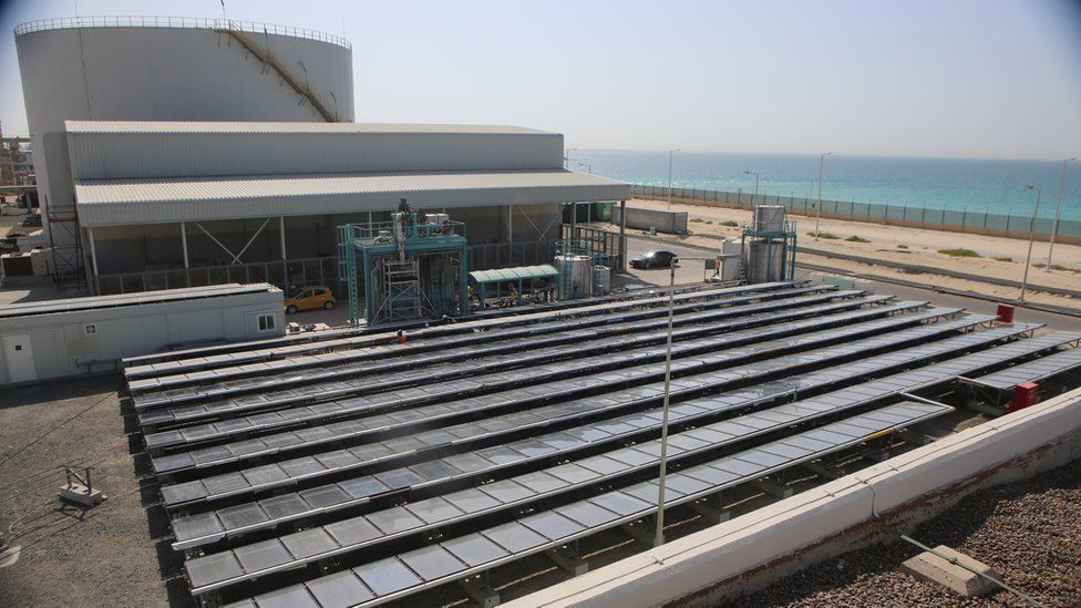 Solar panels at a Desolenator desalination plant