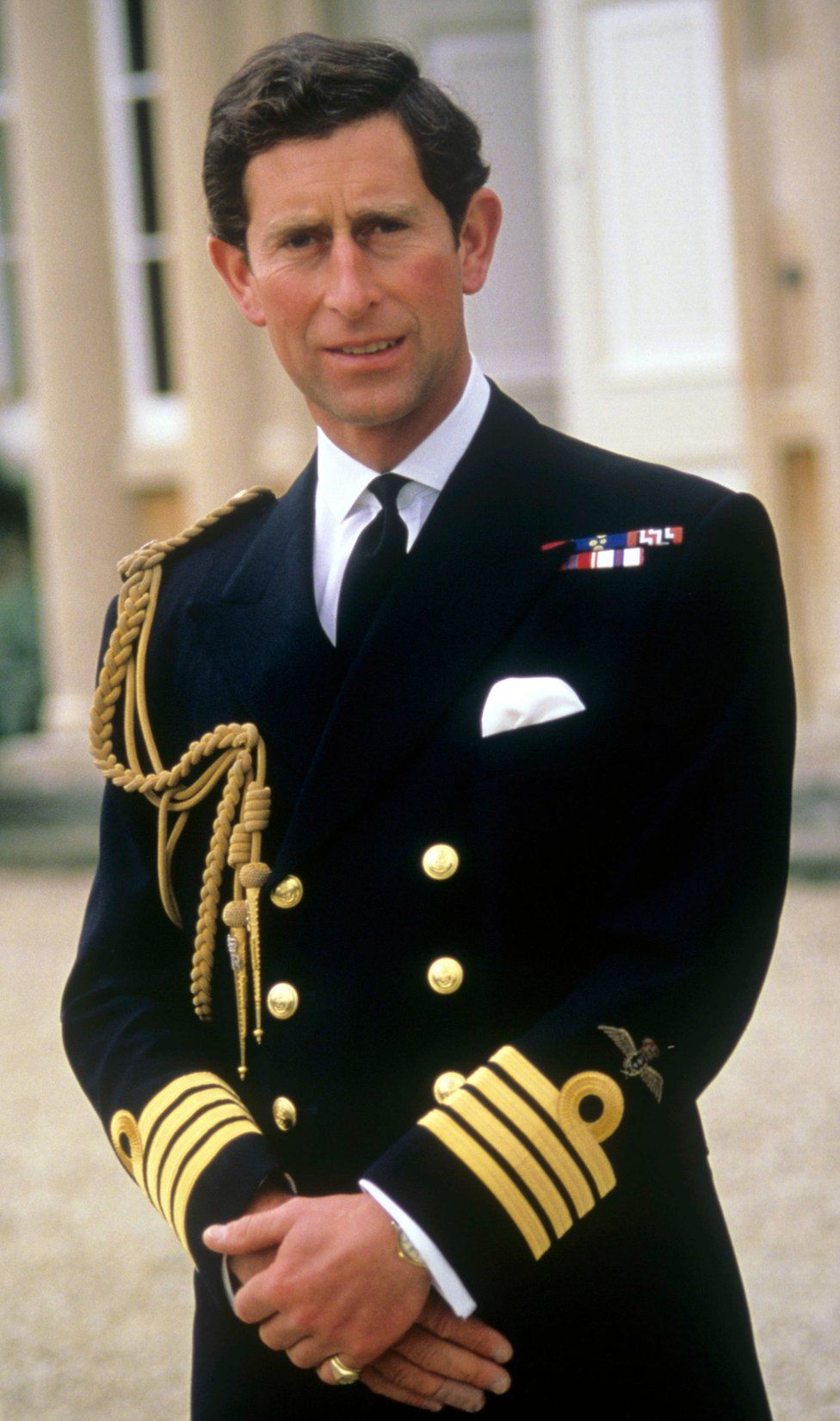 Prince of Wales wearing his new Royal Navy captain's uniform