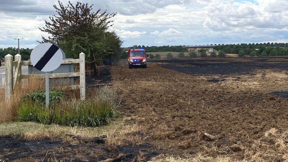A field fire at Boreham, Chelmsford