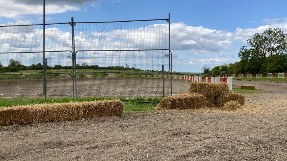 The barrier made of bales