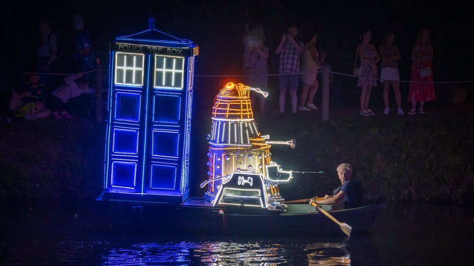 Dr Who themed boat at Matlock Bath Illuminations