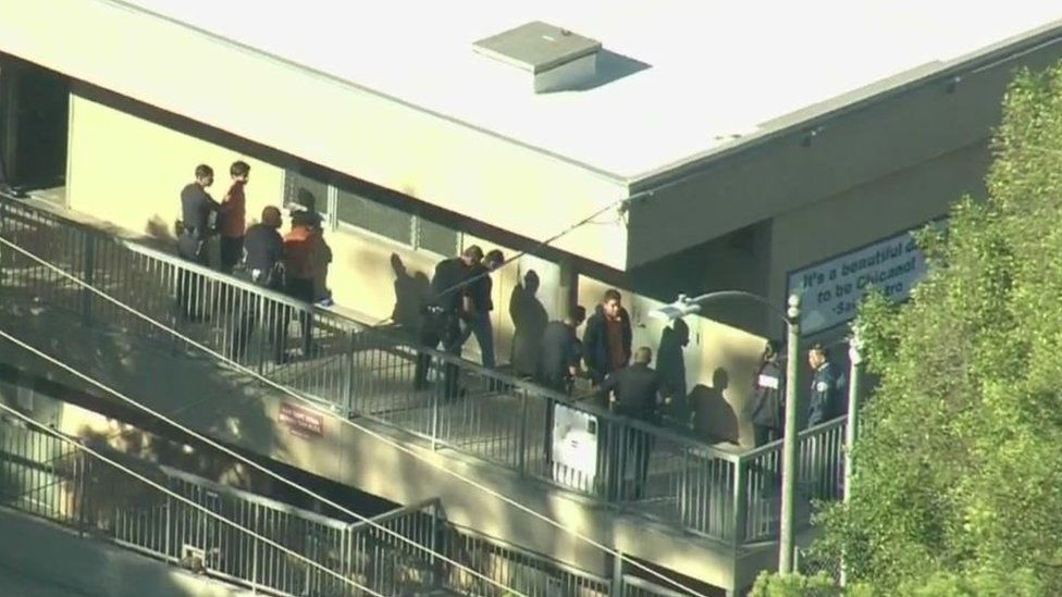 Police checked students as they were evacuated from classrooms