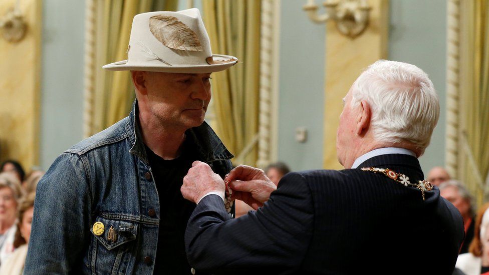 Gord Downie is awarded the Order of Canada by Governor General David Johnston at Rideau Hall in Ottawa in June 2017