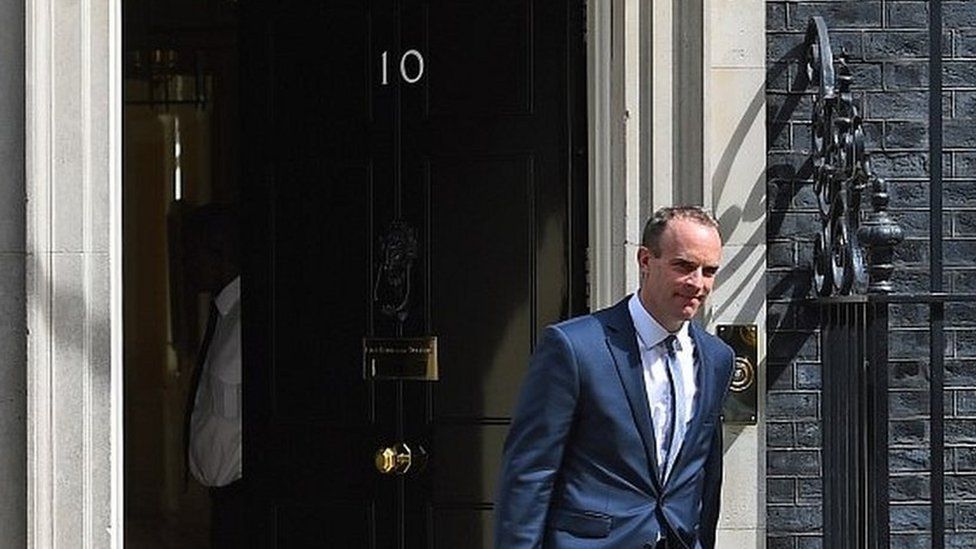 Dominic Raab leaving Downing Street