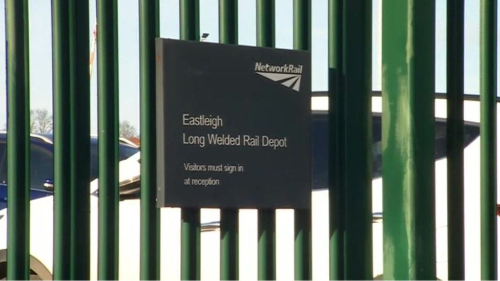 Entrance to Long Welded Rail Depot from Dutton Lane