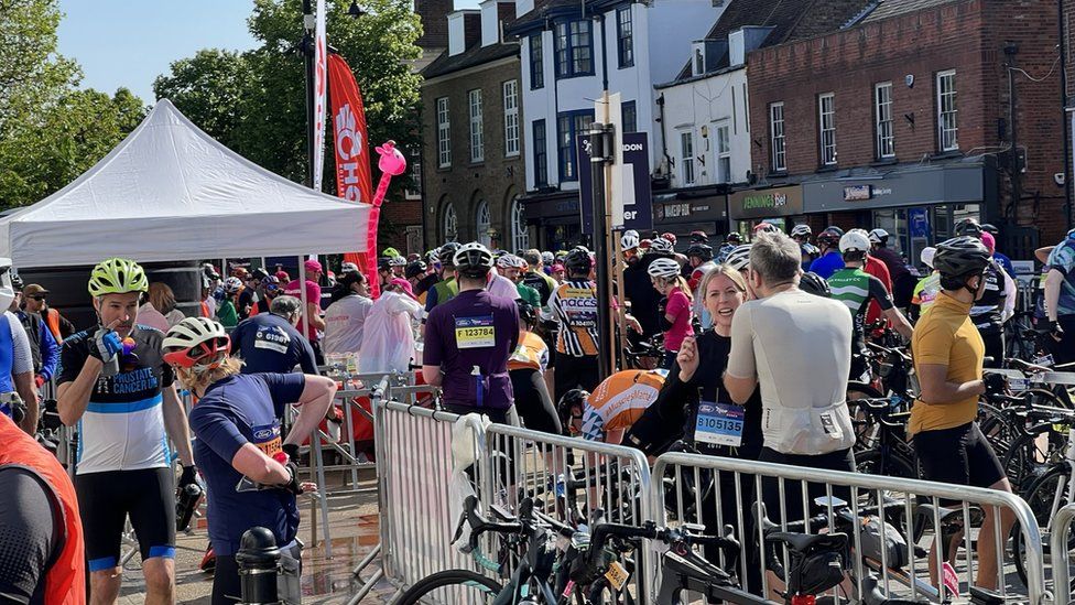 RideLondon-Essex cyclists in Epping