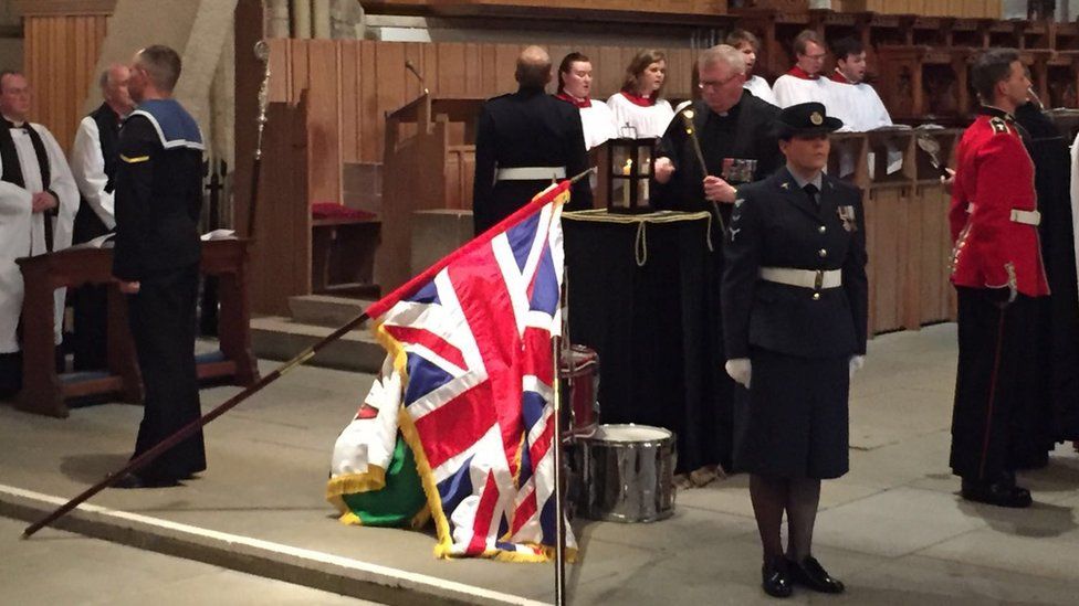 Trench lantern lit by Rev Steven Whiting