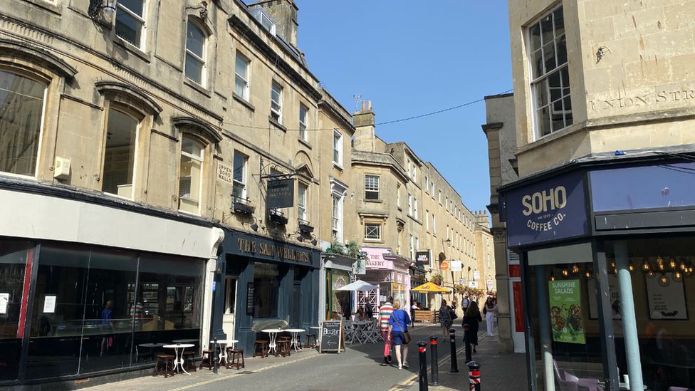 Street view of Upper Borough Walls in Bath