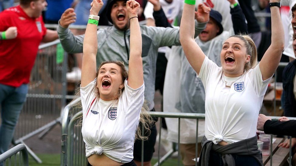 England fans in Manchester celebrate
