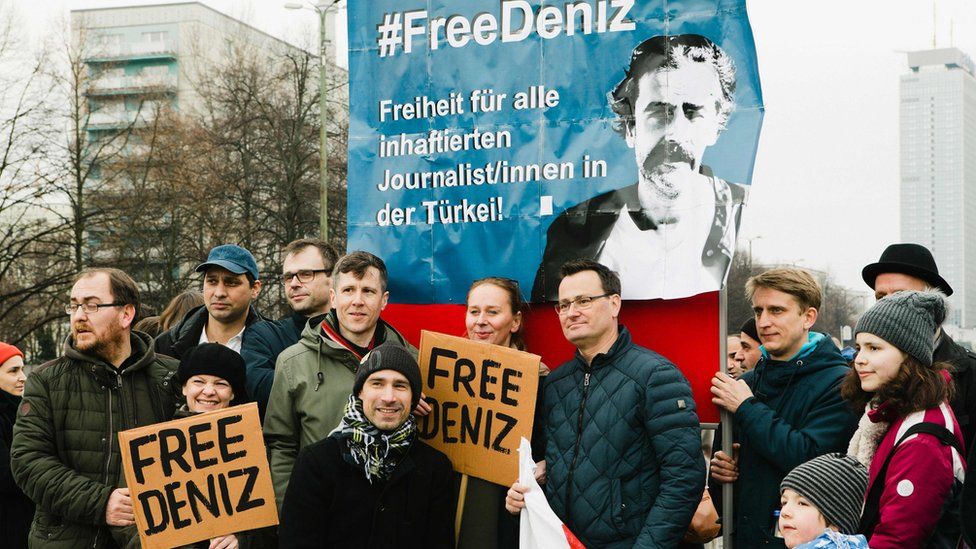There have been demonstrations in Germany calling for Mr Yucel to be freed