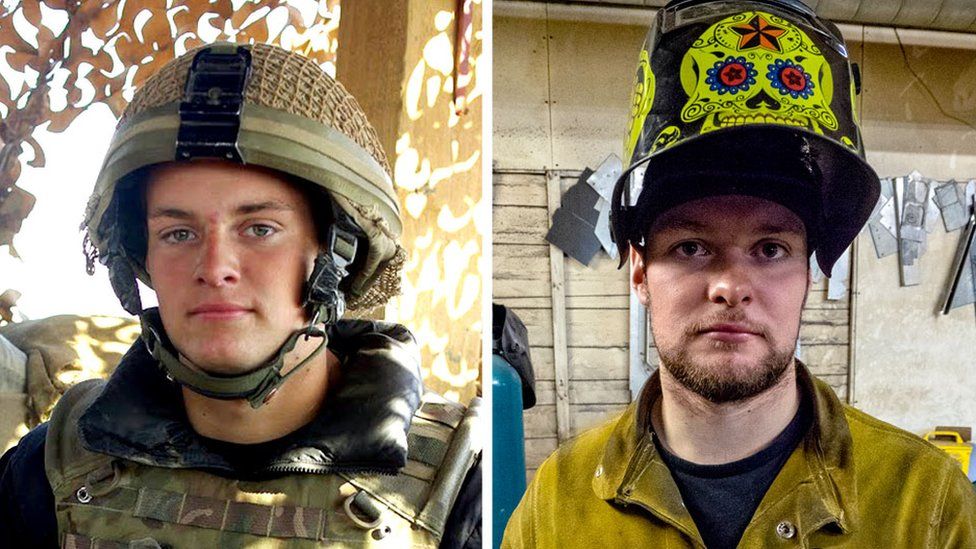 Photos showing Dan Eccles in the army and as a welder