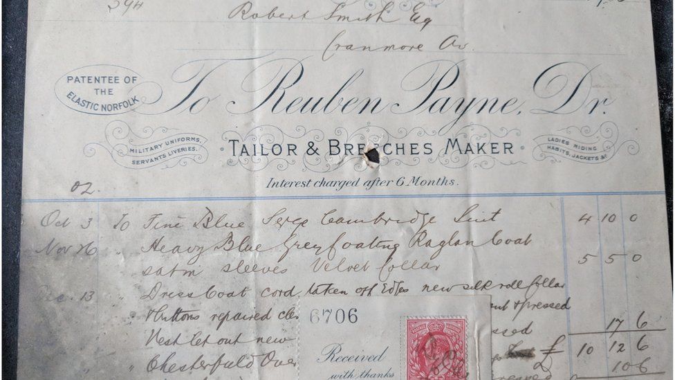 A copy of a tailor's receipt
