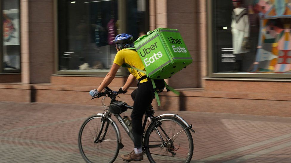 An Uber Eats food courier