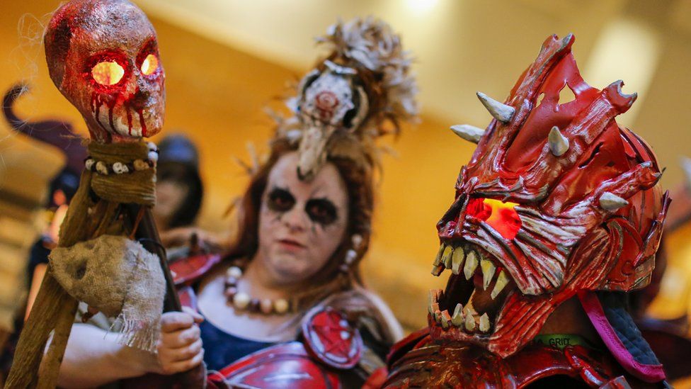 People dressed as Dungeons & Dragons characters at the Dragon Con convention in Atlanta, Georgia in 2015