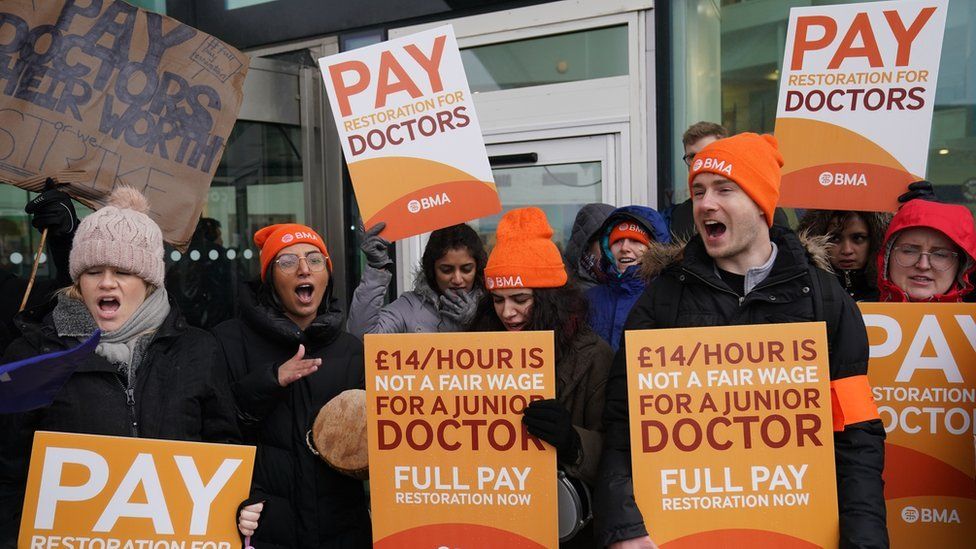 Doctors striking on picket line