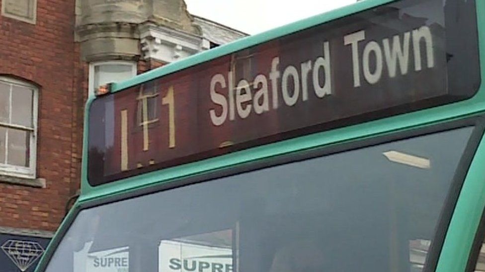 Bus showing Sleaford destination