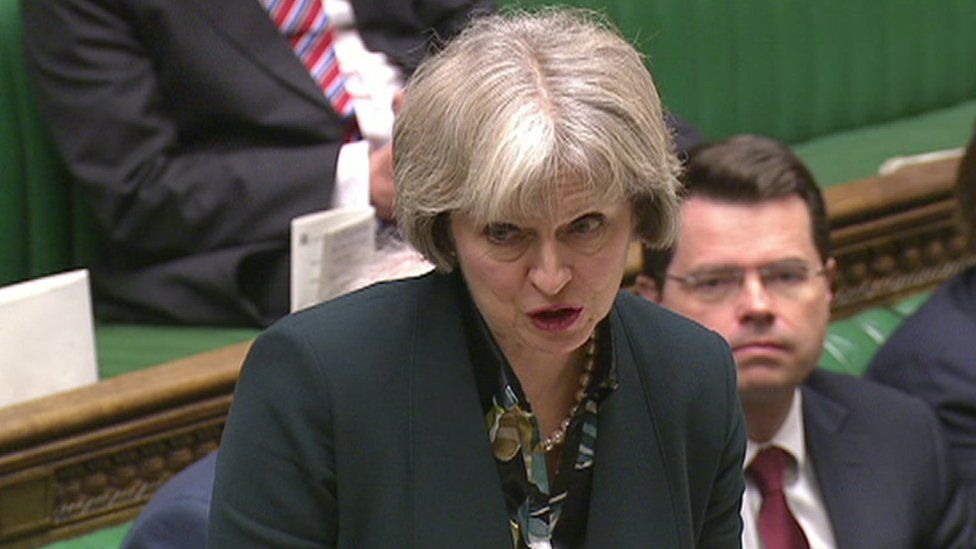 Theresa May speaking in the House of Commons