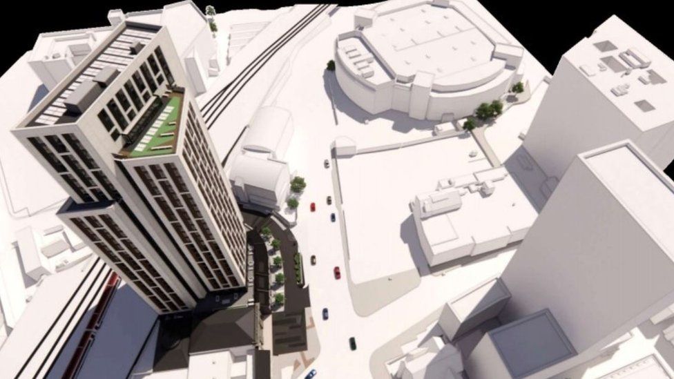 A CGI of what the tower at Guildford Crescent could look like