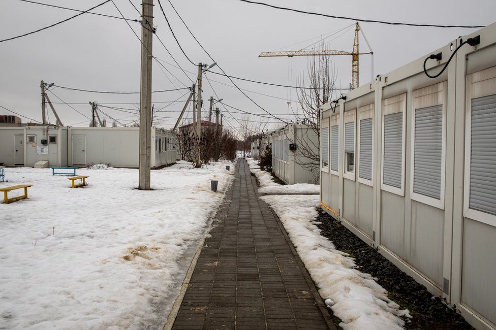 Residents of Kharkiv's 'module city' live in dilapidated units on the outskirts of the city.