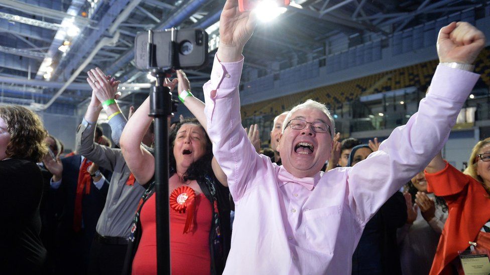 Labour activists celebrating in 2017