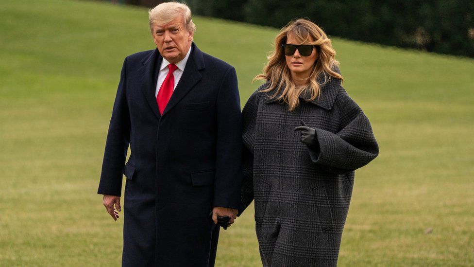 President Trump and First Lady Melania Trump arrive at the White House on 31 December 2020