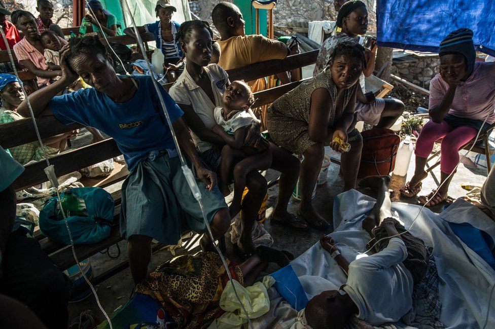 A small clinic in Rendel, Haiti overflowing with Cholera patients