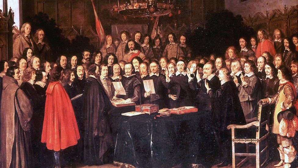 Signatories to the Treaty of Osnabruck in 1648, which along with the Treaty of Munster, ends the Thirty Years War