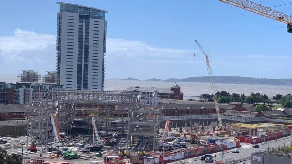 arena under construction in Swansea